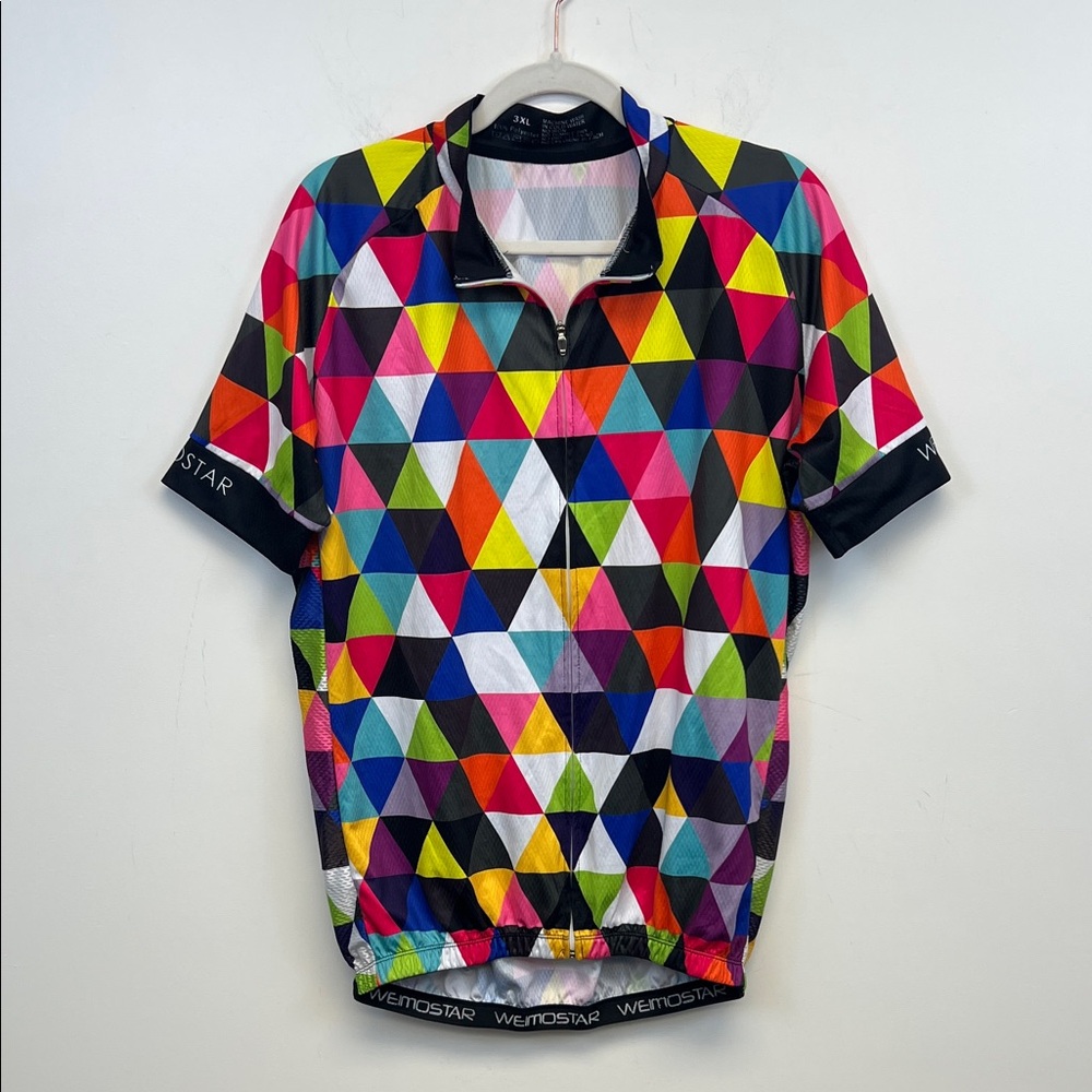 Weimostar Bright Colorful Geometric Pattern Cycling Shirt Size 3X Unisex